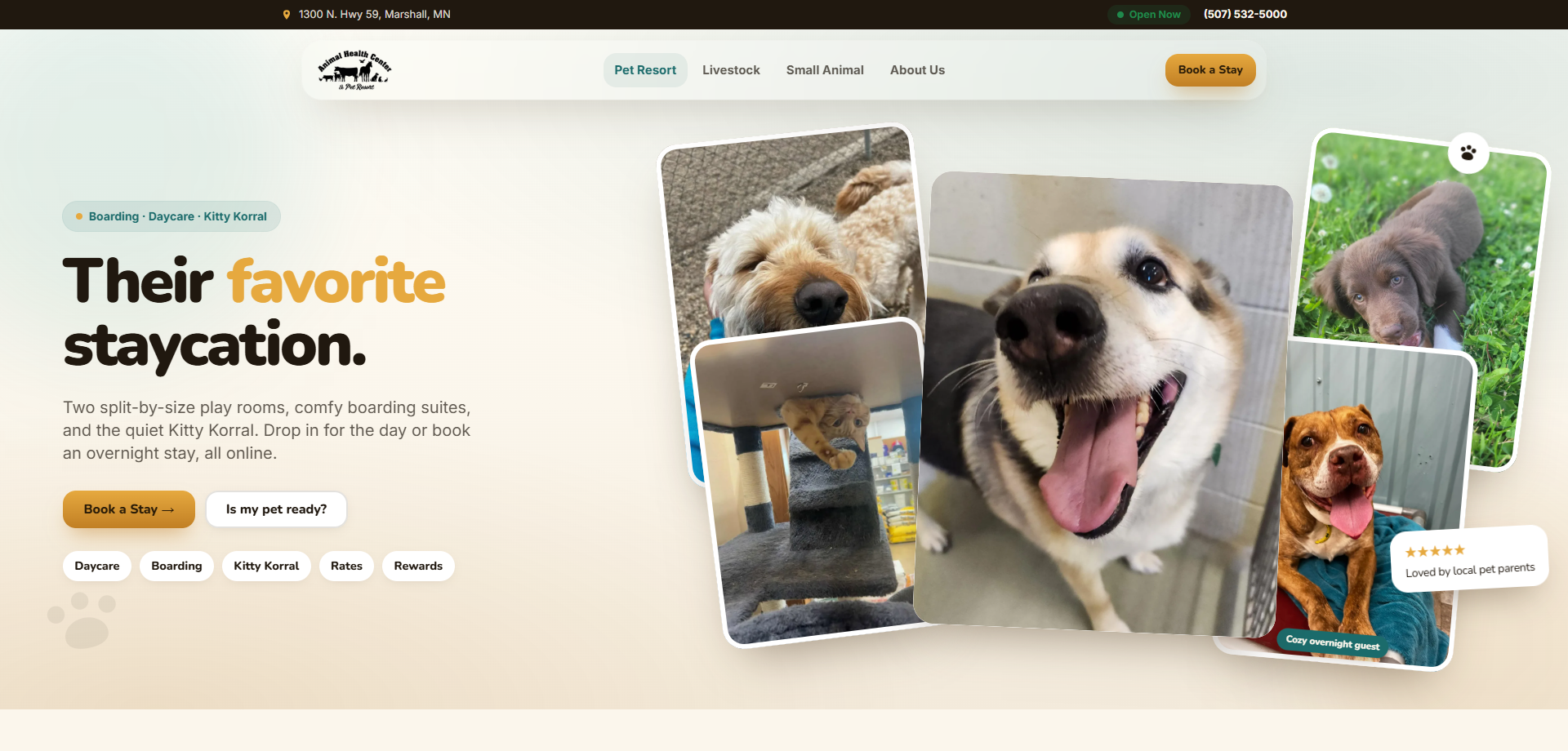 Animal Health Center — Pet Resort page