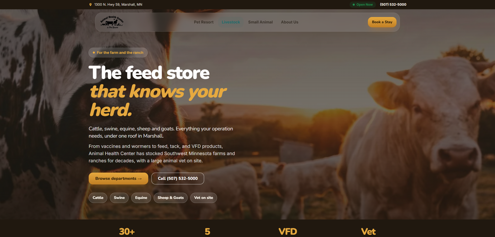 Animal Health Center — livestock page