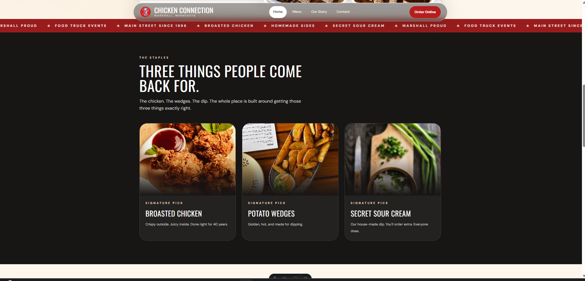 Chicken Connection — menu section