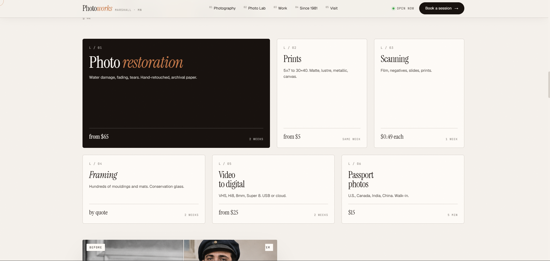 PhotoWorks — services page