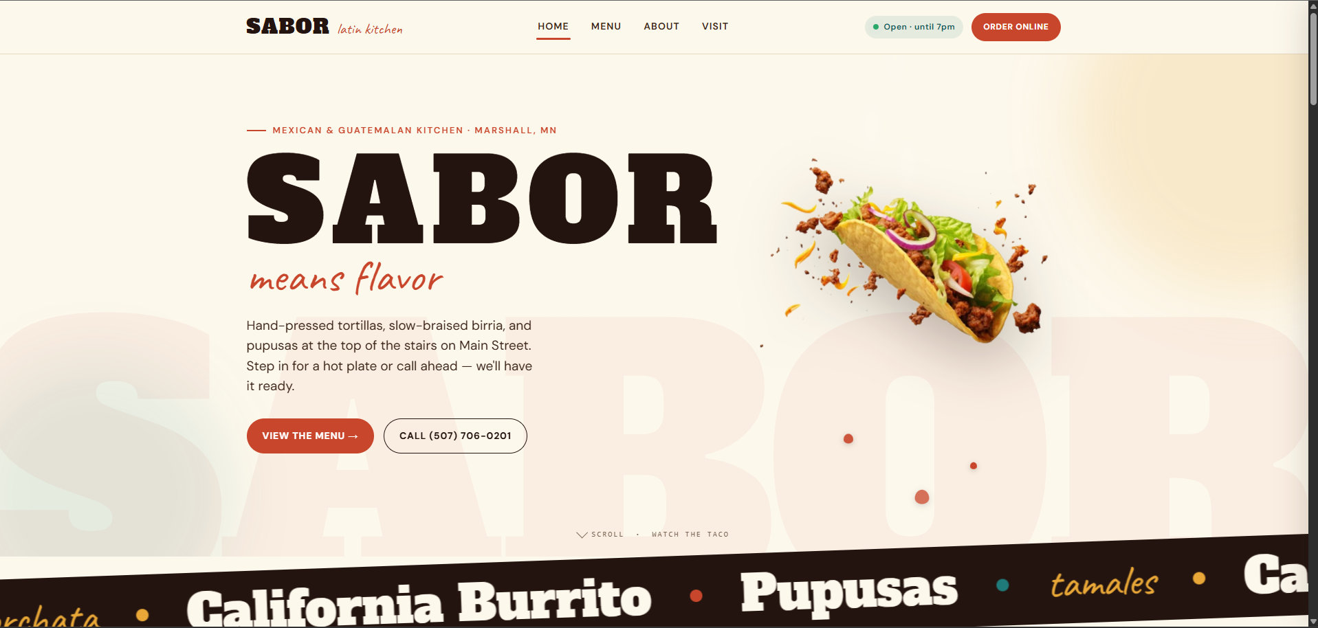 Sabor Fine Kitchen website