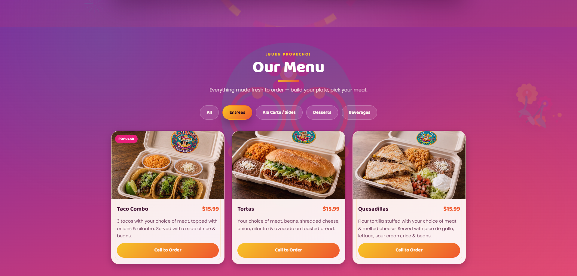 La Tapatia Food Truck — menu