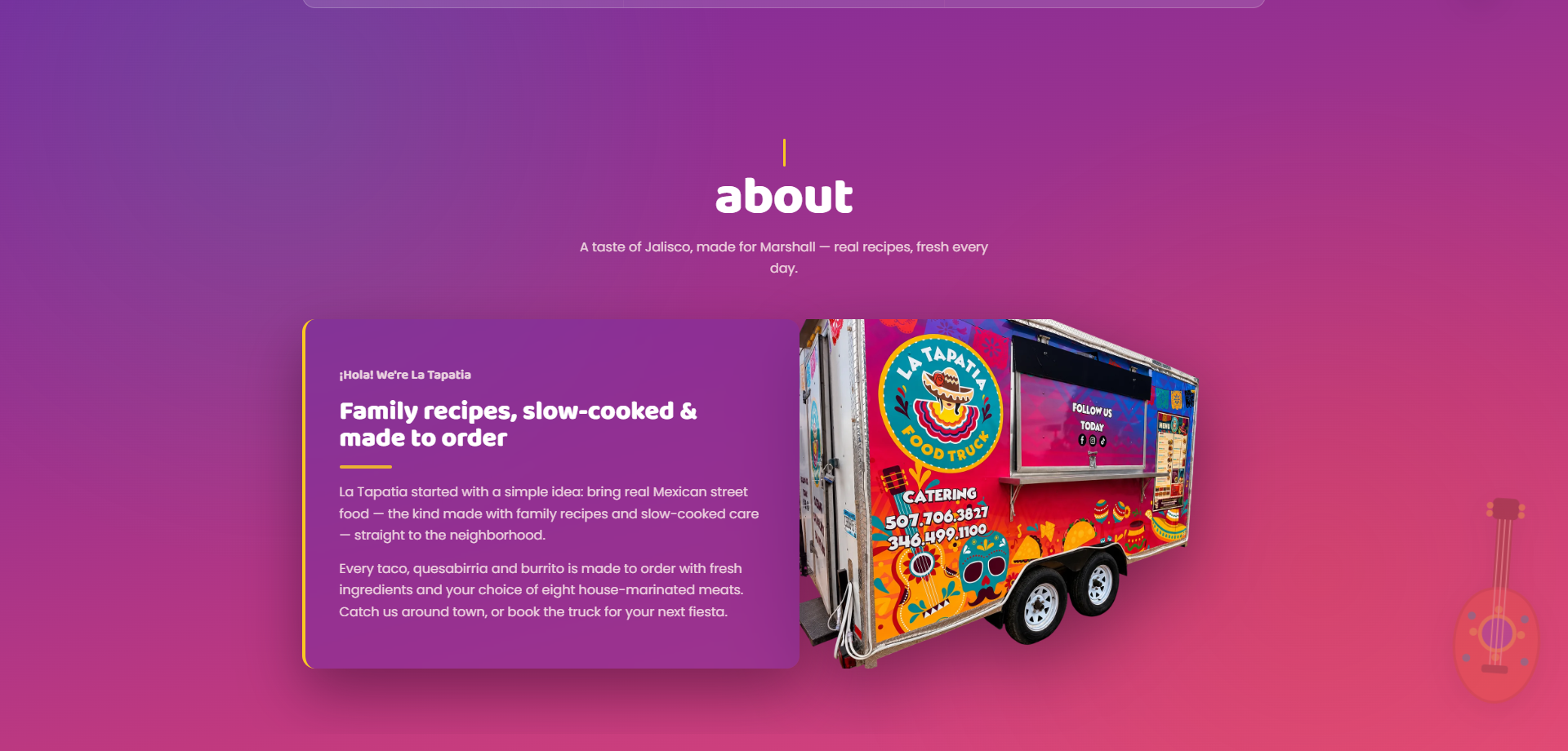 La Tapatia Food Truck — about section